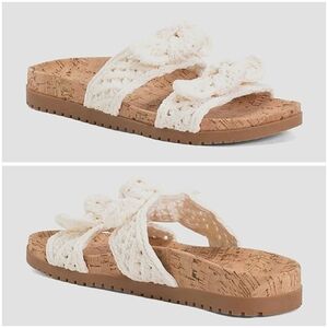 Anne Klein, Cream Woven Cork Slide Sandals, NWOT